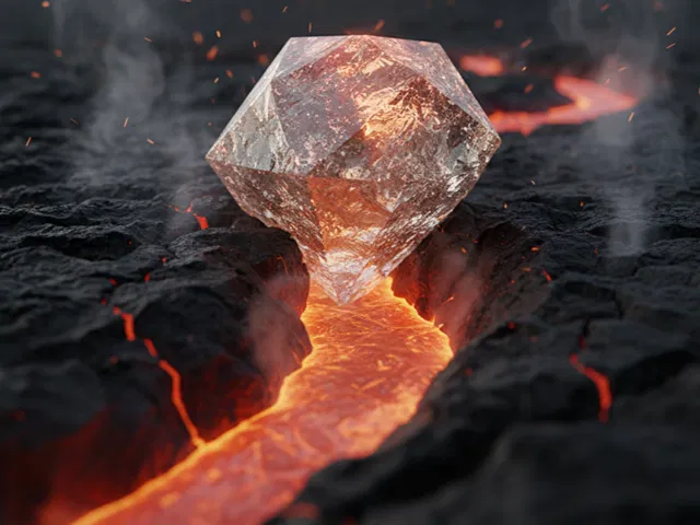 unpolished diamond crystal on volcanic rock